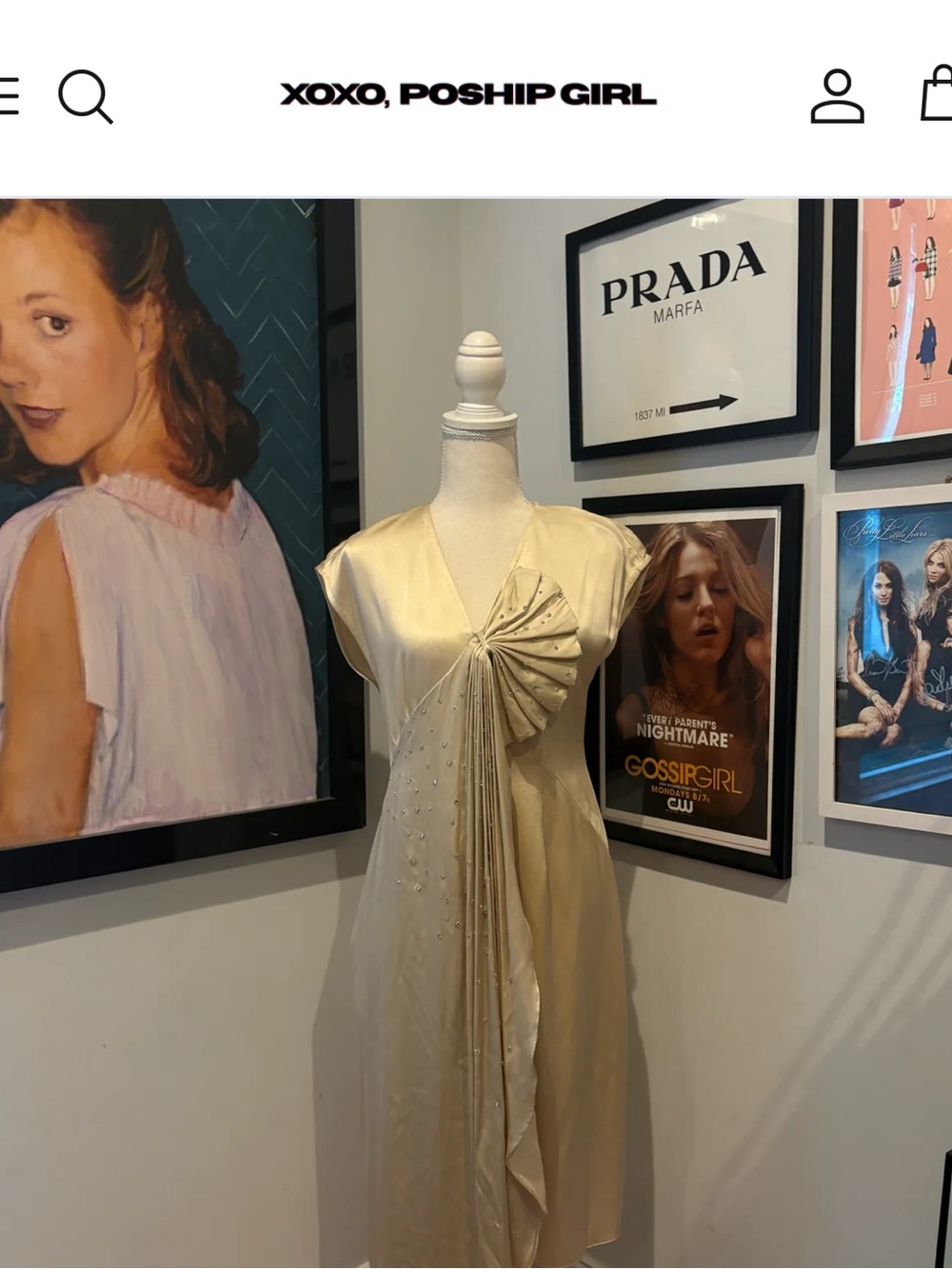 Blair Waldorf's 3.1 Phillip Lim Champagne/Tan Satin Dress, Gossip Girl size 2 - Picture 3 of 10